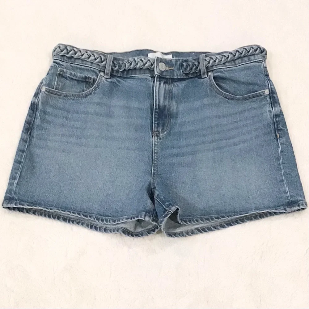 LOFT 10 (30) The Cut Off Short Women's Denim Jeans Shorts With Braided Belt